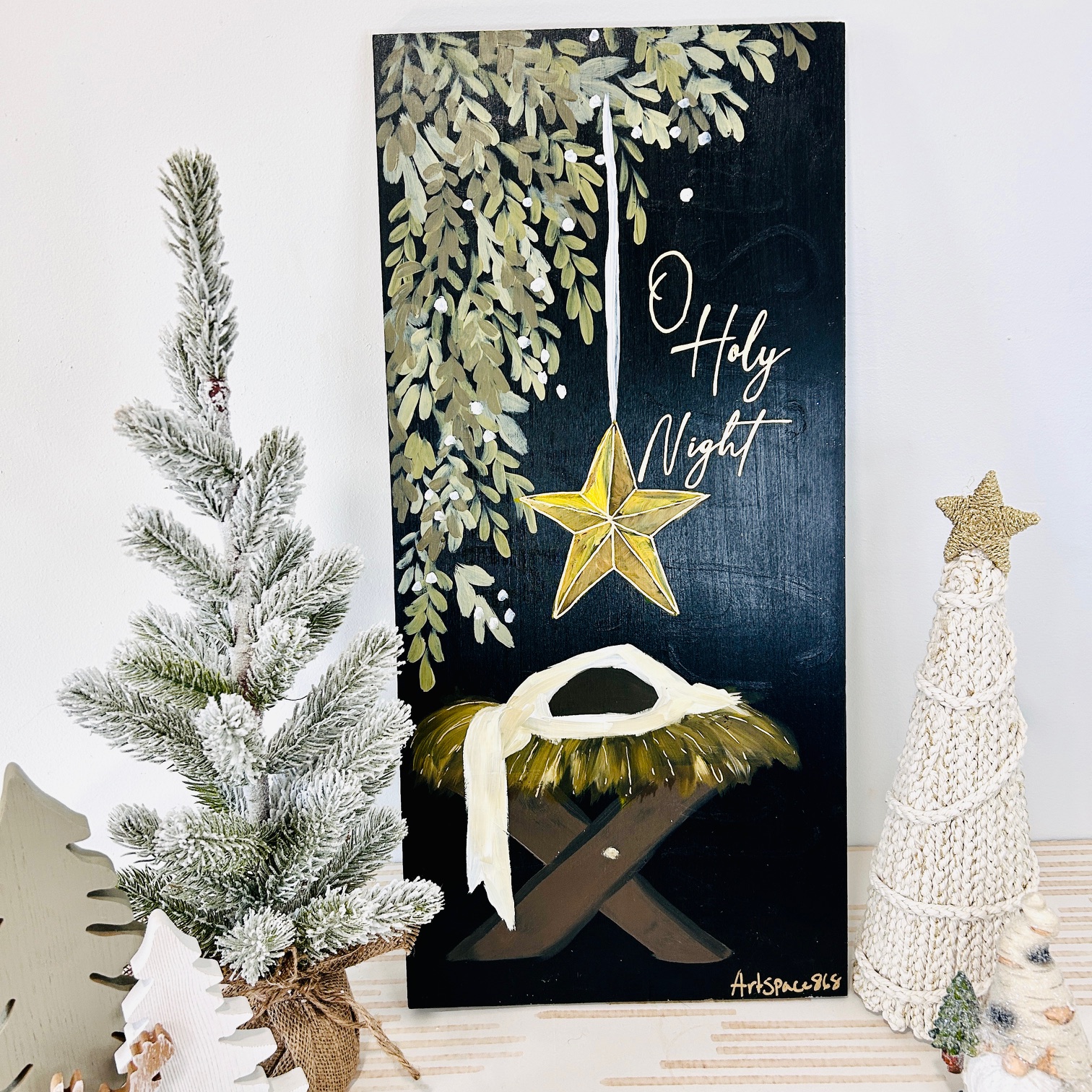 O Holy Night Wooden Sign